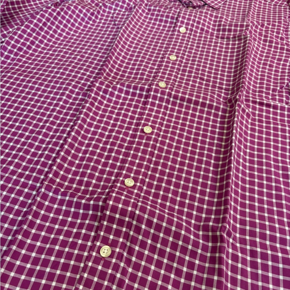 Charles Tyrwhitt Men's L Pink Button Up Polo Checkered Shirt - Picture 2 of 6